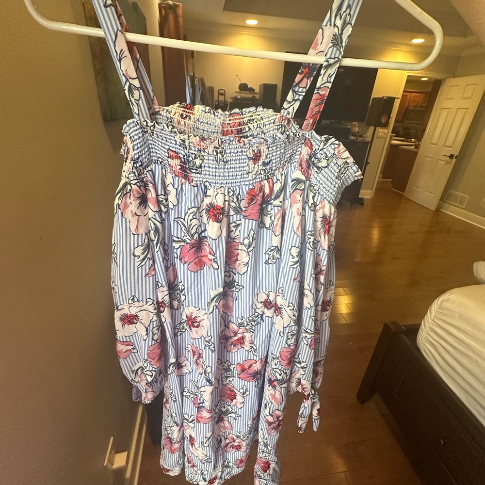 As U Wish Blue and Pink Floral Tank Top